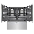 ZLINE 72 in. French Door Built-In Bottom Freezer Refrigerator, 39.6 Cu. Ft., Water Dispensers, Ice Makers, Stainless Steel, Graphite Gray Interior, Polished Gold Helix Handles (GRBITZ-30472KG)