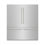 ZLINE 72 in. French Door Built-In Bottom Freezer Refrigerator, 39.6 Cu. Ft., Water Dispensers, Ice Makers, Stainless Steel, Graphite Gray Interior, Polished Nickel Helix Handles (GRBITZ-30472KPN)