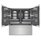 ZLINE 72 in. French Door Built-In Bottom Freezer Refrigerator, 39.6 Cu. Ft., Water Dispensers, Ice Makers, Stainless Steel, Graphite Gray Interior, Polished Nickel Helix Handles (GRBITZ-30472KPN)