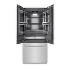 ZLINE 36 in. French Door Built-In Bottom Freezer Refrigerator 19.6 cu. ft. Water Dispenser & Ice Maker Stainless Steel Graphite Gray Interior (GRBIV-304-36)
