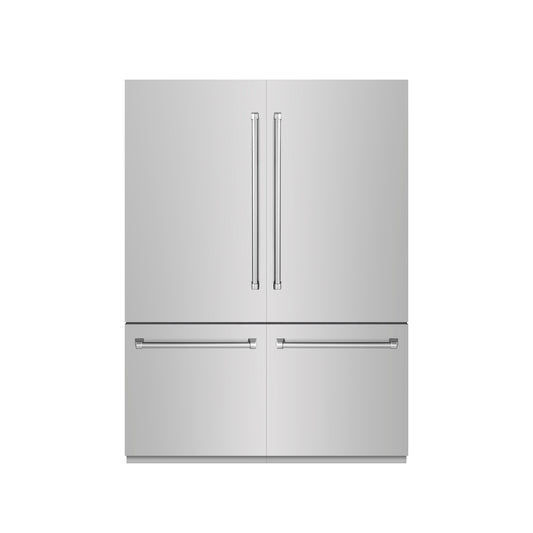 ZLINE 60 in. French Door Built-In Bottom Freezer Refrigerator 32.2 Cu. Ft. with Water Dispensers, Ice Makers, Stainless Steel, Graphite Gray Interior (GRBIV-304-60)