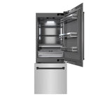 ZLINE 30 in. Built-In Bottom Freezer Refrigerator 16.1 Cu. Ft. with Water Dispenser, Ice Maker, Stainless Steel, Graphite Gray Interior, Matte Black Accents (GRBIVZ-304-30MB)
