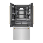 ZLINE 36 in. French Door Built-In Bottom Freezer Refrigerator 19.6 Cu. Ft. Stainless Steel with Water Dispenser, Ice Maker, Champagne Bronze Accents (GRBIVZ-304-36CB)