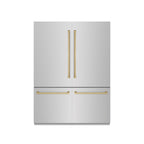 ZLINE 60 in. French Door Built-In Bottom Freezer Refrigerator 32.2 Cu. Ft. Water Dispenser Ice Maker Stainless Steel Graphite Gray Interior Champagne Bronze Accents (GRBIVZ-304-60CB)