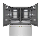 ZLINE 60 in. French Door Built-In Bottom Freezer Refrigerator 32.2 Cu. Ft. Water Dispenser Ice Maker Stainless Steel Graphite Gray Interior Champagne Bronze Accents (GRBIVZ-304-60CB)