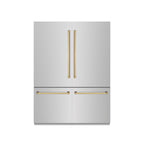 ZLINE 60 in Built-In French Door Bottom Freezer Refrigerator 32.2 cu. ft. Water Dispenser Ice Maker Stainless Steel Graphite Gray Interior Polished Gold Accents (GRBIVZ-304-60G)