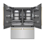 ZLINE 60 in Built-In French Door Bottom Freezer Refrigerator 32.2 cu. ft. Water Dispenser Ice Maker Stainless Steel Graphite Gray Interior Polished Gold Accents (GRBIVZ-304-60G)