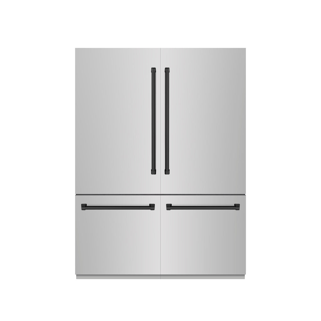 ZLINE 60 in. Built-In French Door Bottom Freezer Refrigerator, 32.2 cu. ft., Water Dispenser, Ice Maker, Stainless Steel, Matte Black Accents (GRBIVZ-304-60MB)