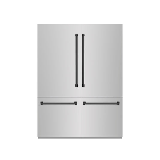 ZLINE 60 in. Built-In French Door Bottom Freezer Refrigerator, 32.2 cu. ft., Water Dispenser, Ice Maker, Stainless Steel, Matte Black Accents (GRBIVZ-304-60MB)