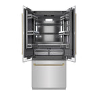 ZLINE 36 in. Built-In French Door Bottom Freezer Refrigerator 19.6 cu. ft. Water Dispenser Ice Maker Stainless Steel Graphite Gray Interior Champagne Bronze Helix Handles (GRBIVZ-30436KCB)