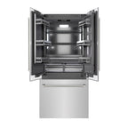 ZLINE 36 in. French Door Built-In Bottom Freezer Refrigerator 19.6 cu. ft. with Water Dispenser, Ice Maker, Graphite Gray Interior, Polished Nickel Helix Handles (GRBIVZ-30436KPN)