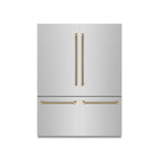 ZLINE 60 in. French Door Built-In Bottom Freezer Refrigerator 32.2 cu. ft. Stainless Steel Graphite Gray Interior Champagne Bronze Handles (GRBIVZ-30460KCB)