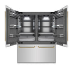 ZLINE 60 in. French Door Built-In Bottom Freezer Refrigerator 32.2 cu. ft. Stainless Steel Graphite Gray Interior Champagne Bronze Handles (GRBIVZ-30460KCB)