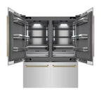 ZLINE 60 in. French Door Built-In Bottom Freezer Refrigerator 32.2 cu. ft. Stainless Steel Graphite Gray Interior Champagne Bronze Handles (GRBIVZ-30460KCB)