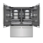 ZLINE 60 in. French Door Built-In Bottom Freezer Refrigerator 32.2 cu. ft. Stainless Steel Graphite Gray Interior Water Dispenser Ice Maker Polished Nickel Helix Handles (GRBIVZ-30460KPN)