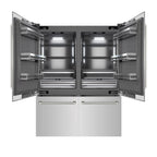 ZLINE 60 in. French Door Built-In Bottom Freezer Refrigerator 32.2 cu. ft. Stainless Steel Graphite Gray Interior Water Dispenser Ice Maker Polished Nickel Helix Handles (GRBIVZ-30460KPN)