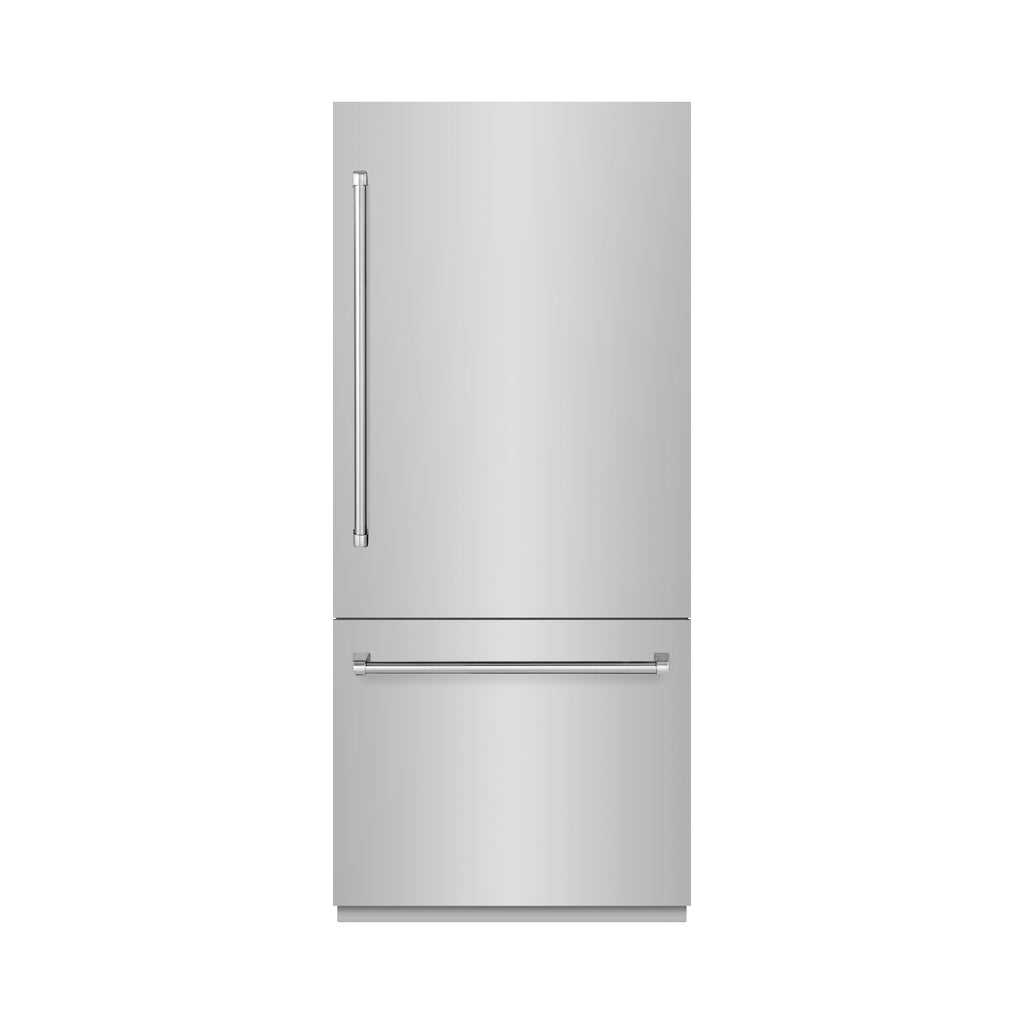 ZLINE 36 in. Built-In Bottom Freezer Refrigerator 19.8 cu. ft. with Water Dispenser & Ice Maker, Stainless Steel (RBIT-304-36)