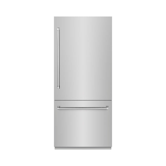 ZLINE 36 in. Built-In Bottom Freezer Refrigerator 19.8 cu. ft. with Water Dispenser & Ice Maker, Stainless Steel (RBIT-304-36)