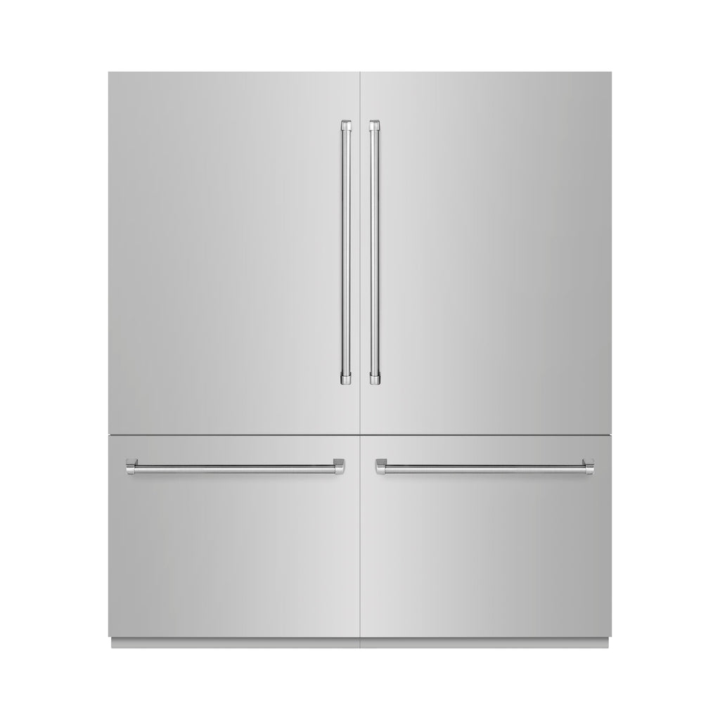 ZLINE 72 in. French Door Built-In Bottom Freezer Refrigerator 39.6 Cu. Ft. with Water Dispensers and Ice Makers Stainless Steel (RBIT-304-72)