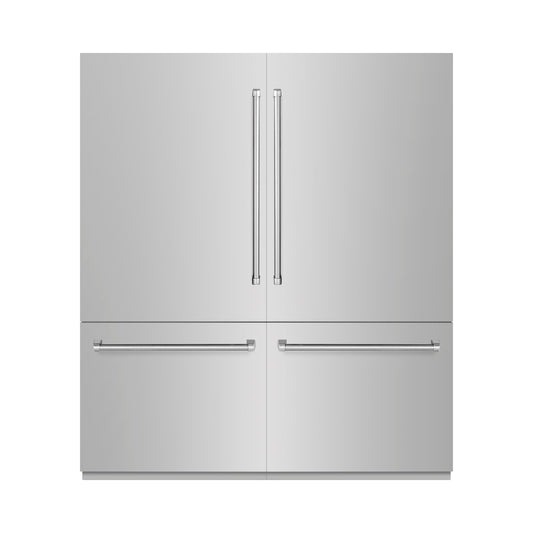 ZLINE 72 in. French Door Built-In Bottom Freezer Refrigerator 39.6 Cu. Ft. with Water Dispensers and Ice Makers Stainless Steel (RBIT-304-72)