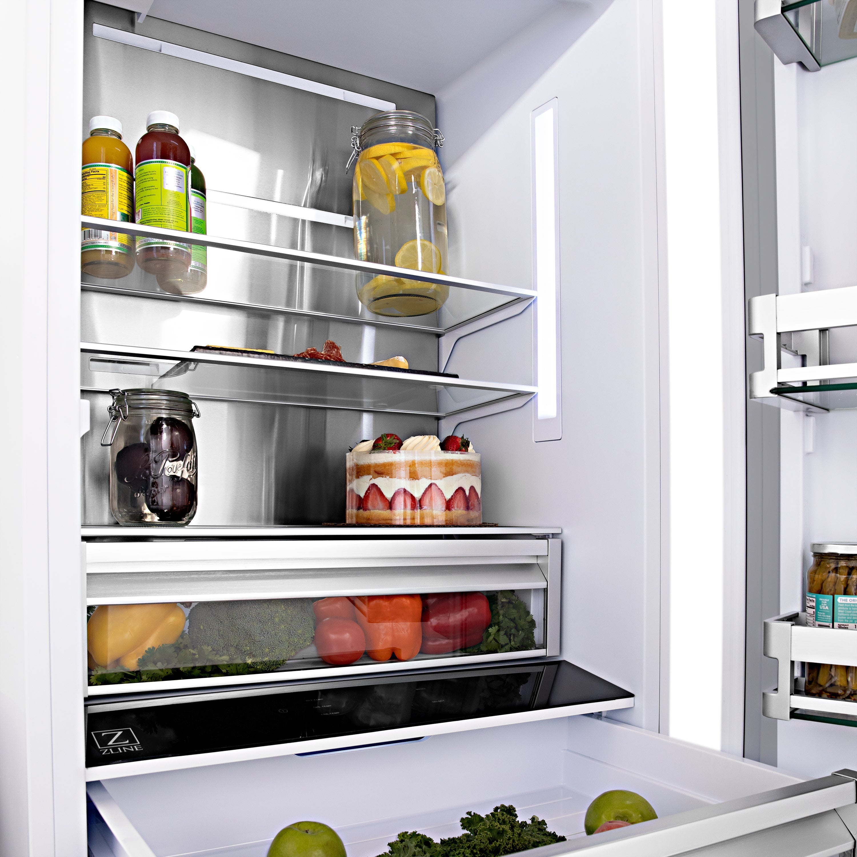 ZLINE Kitchen and Bath 36 Inch Built-In French Door Refrigerator 19.6 cu. ft. Capacity Stainless Steel Internal Water & Ice Dispenser (RBIV-304-36)