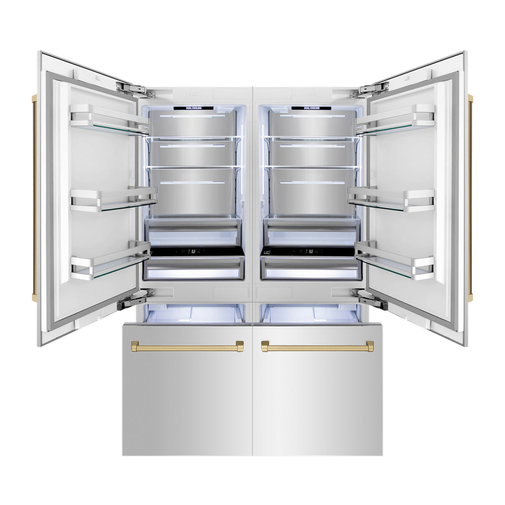 ZLINE 60 in. Built-In Refrigerator 32.2 cu. ft. Internal Water & Ice Dispenser Stainless Steel Bronze Accents (RBIVZ-304-60-CB)