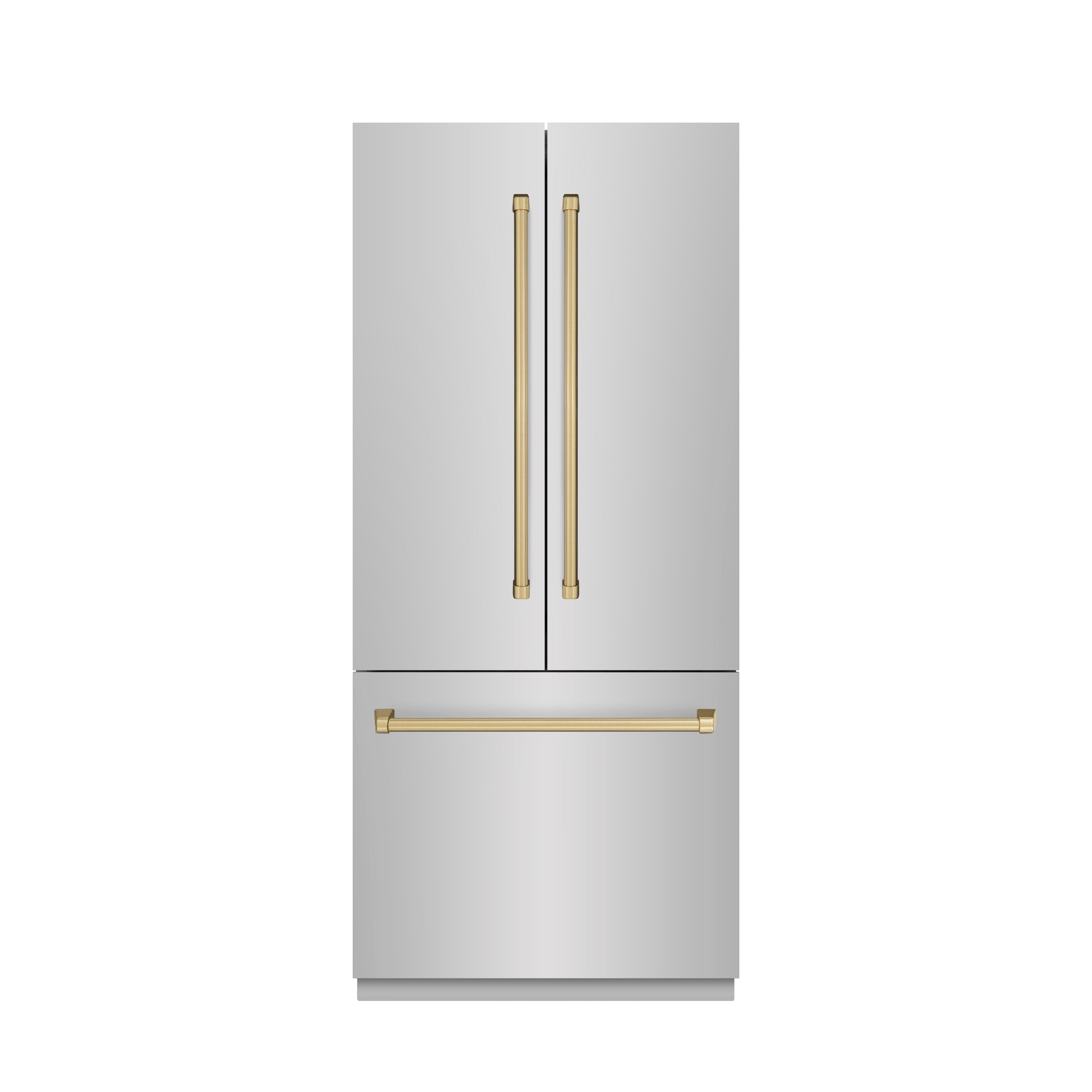 ZLINE 36 in. French Door Built-In Bottom Freezer Refrigerator 19.6 cu. ft. with Water Dispenser, Ice Maker, Stainless Steel Finish, Stainless Steel Interior, Champagne Bronze Accents (SRBIVZ-304-36CB)