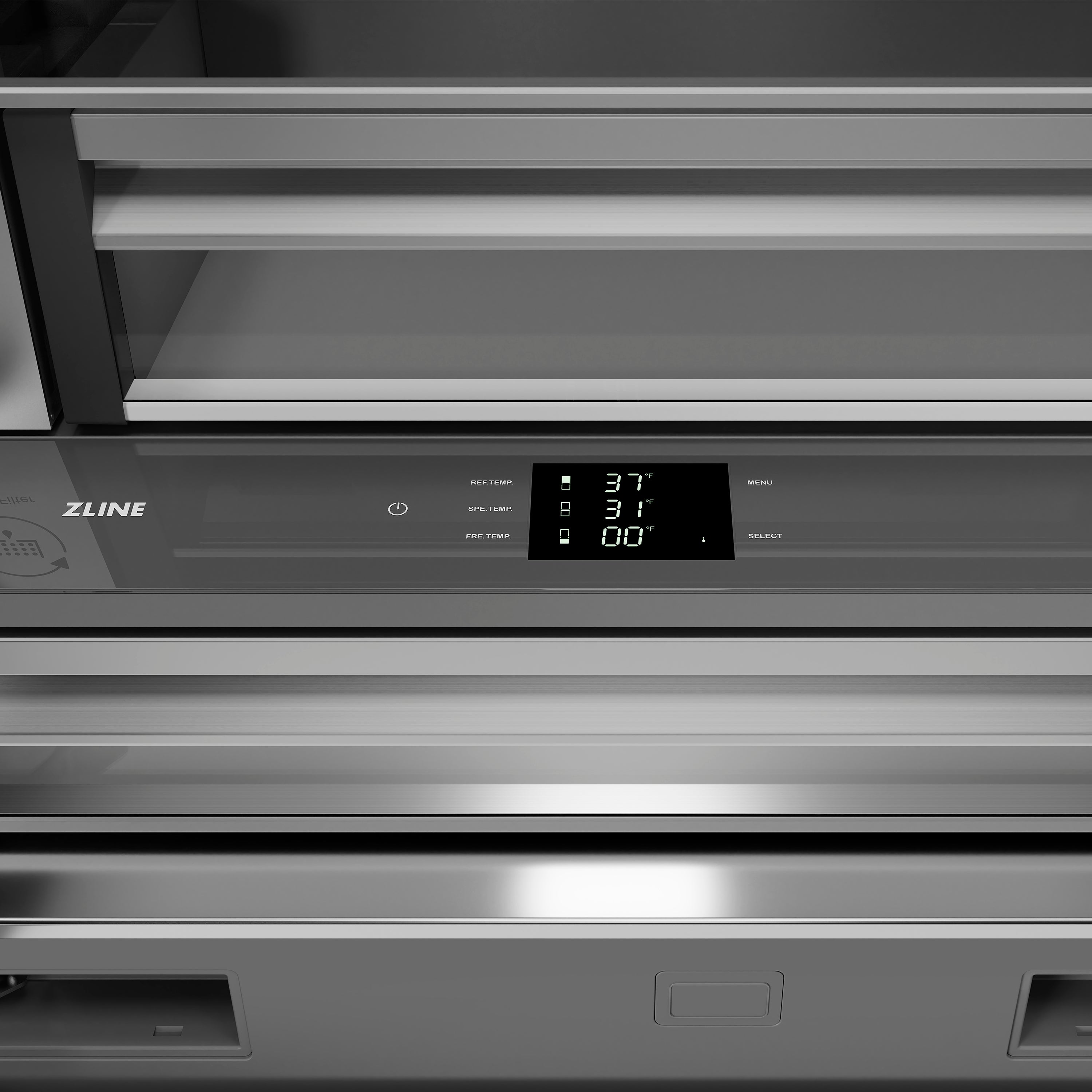 ZLINE 36 in. Built-In French Door Bottom Freezer Refrigerator, 19.6 cu. ft., Water Dispenser, Ice Maker, Stainless Steel Interior, Matte Black Accents (SRBIVZ-304-36MB)