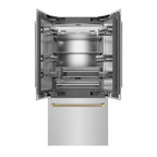 ZLINE 36 in. French Door Built-In Bottom Freezer Refrigerator, 19.6 cu. ft., Water Dispenser, Ice Maker, Stainless Steel, Champagne Bronze Helix Handles (SRBIVZ-30436KCB)