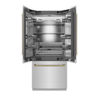 ZLINE 36 in. French Door Built-In Bottom Freezer Refrigerator 19.6 Cu. Ft. with Water Dispenser, Ice Maker, Stainless Steel Interior, Polished Gold Helix Handles (SRBIVZ-30436KG)