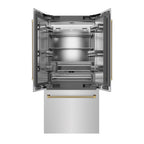 ZLINE 36 in. French Door Built-In Bottom Freezer Refrigerator 19.6 Cu. Ft. with Water Dispenser, Ice Maker, Stainless Steel Interior, Polished Gold Helix Handles (SRBIVZ-30436KG)