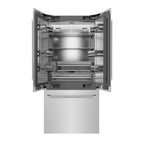 ZLINE 36 in. French Door Built-In Bottom Freezer Refrigerator 19.6 cu. ft. Stainless Steel Interior Water Dispenser Ice Maker Polished Nickel Helix Handles (SRBIVZ-30436KPN)