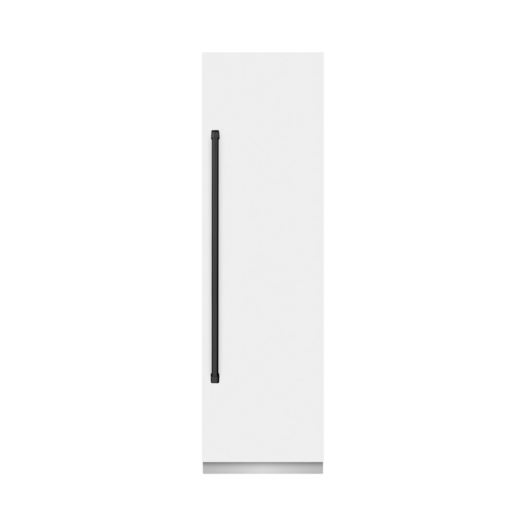 ZLINE 24 in. Column Refrigerator 12.5 cu. ft. White Matte Graphite Gray Interior Matte Black Accents (RCRVZ-WM-24-MB)
