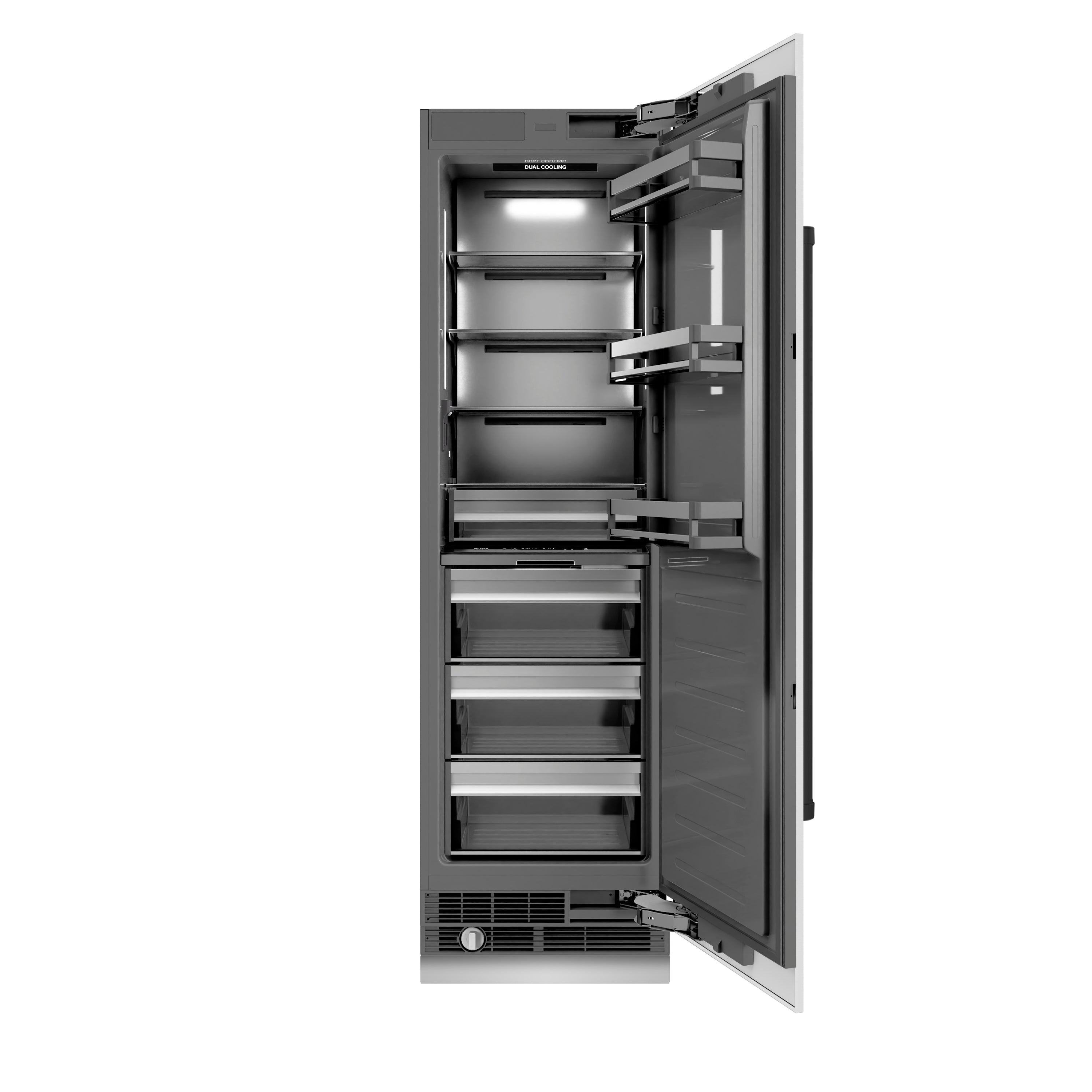 ZLINE 24 in. Column Refrigerator 12.5 cu. ft. White Matte Graphite Gray Interior Matte Black Accents (RCRVZ-WM-24-MB)