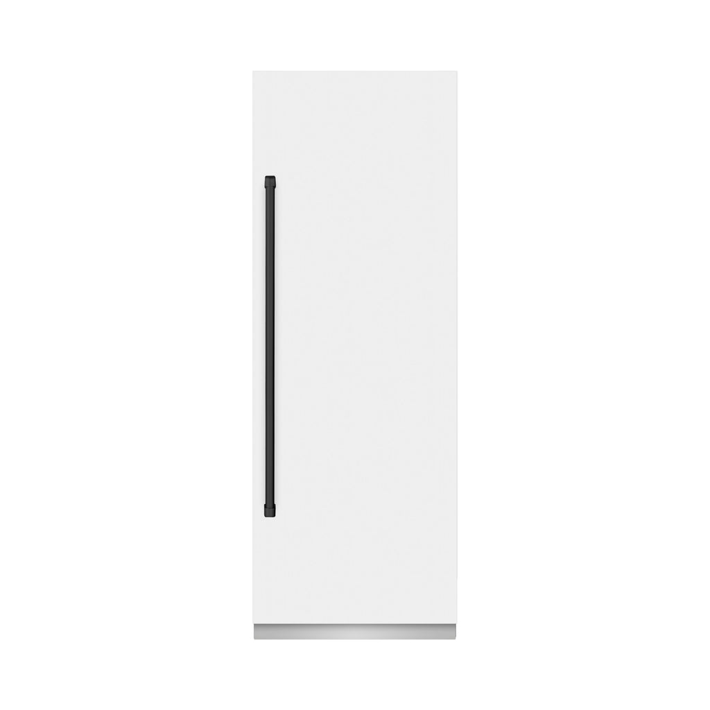 ZLINE 30 in. Column Refrigerator 16.7 cu. ft. White Matte Graphite Gray Interior Matte Black Accents (RCRVZ-WM-30-MB)