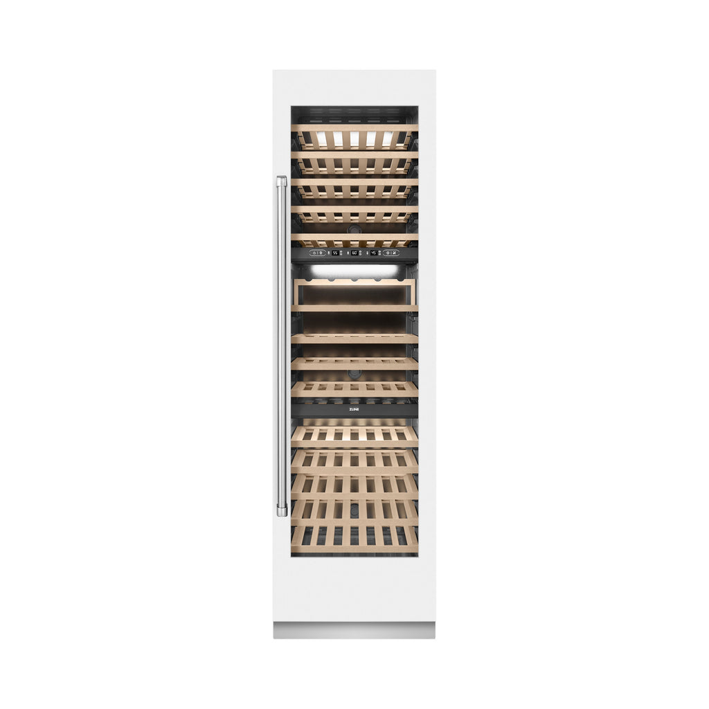 ZLINE 24" 12.4 cu. ft. Triple Zone 100 Bottle Column Wine Cooler in White Matte, RCWV-WM-24