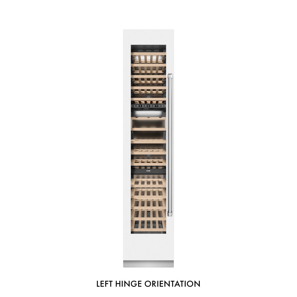 ZLINE 18" 9.0 cu. ft. Triple Zone 68 Bottle Left Hinge Column Wine Cooler in White Matte, RCWVL-WM-18