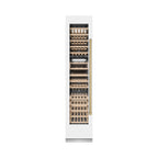 ZLINE Autograph 18" 9.0 cu. ft. Triple Zone 68 Bottle Left Hinge Column Wine Cooler in White Matte with Champagne Bronze Accents, RCWVLZ-WM-18-CB