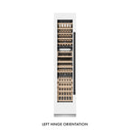 ZLINE Autograph 18" 9.0 cu. ft. Triple Zone 68 Bottle Left Hinge Column Wine Cooler in White Matte with Matte Black Accents, RCWVLZ-WM-18-MB
