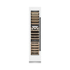ZLINE Autograph 18" 9.0 cu. ft. Triple Zone 68 Bottle Left Hinge Column Wine Cooler in White Matte with Matte Black Accents, RCWVLZ-WM-18-MB