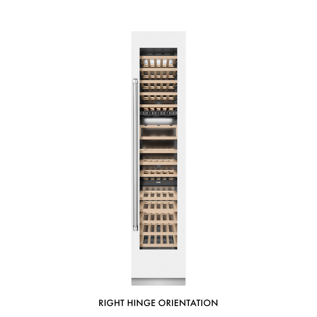 ZLINE 18" 9.0 cu. ft. Triple Zone 68 Bottle Right Hinge Column Wine Cooler in White Matte, RCWVR-WM-18