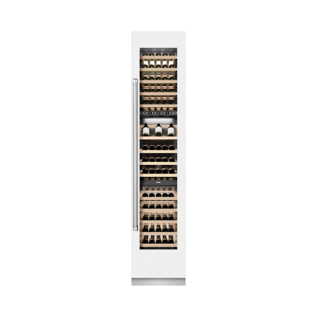 ZLINE 18" 9.0 cu. ft. Triple Zone 68 Bottle Right Hinge Column Wine Cooler in White Matte, RCWVR-WM-18