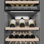 ZLINE Autograph 18" 9.0 cu. ft. Triple Zone 68 Bottle Right Hinge Column Wine Cooler in White Matte with Champagne Bronze Accents, RCWVRZ-WM-18-CB