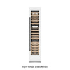 ZLINE Autograph 18" 9.0 cu. ft. Triple Zone 68 Bottle Right Hinge Column Wine Cooler in White Matte with Matte Black Accents, RCWVRZ-WM-18-MB