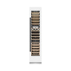ZLINE Autograph 18" 9.0 cu. ft. Triple Zone 68 Bottle Right Hinge Column Wine Cooler in White Matte with Matte Black Accents, RCWVRZ-WM-18-MB