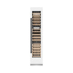 ZLINE Autograph 18" 9.0 cu. ft. Triple Zone 68 Bottle Right Hinge Column Wine Cooler in White Matte with Matte Black Accents, RCWVRZ-WM-18-MB