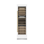 ZLINE Autograph 24" 12.4 cu. ft. Triple Zone 100 Bottle Column Wine Cooler in White Matte and Polished Gold Accents, RCWVZ-WM-24-G