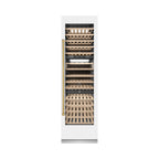 ZLINE Autograph 24" 12.4 cu. ft. Triple Zone 100 Bottle Column Wine Cooler in White Matte and Polished Gold Accents, RCWVZ-WM-24-G