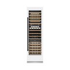 ZLINE Autograph 24" 12.4 cu. ft. Triple Zone 100 Bottle Column Wine Cooler in White Matte and Matte Black Accents, RCWVZ-WM-24-MB
