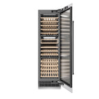 ZLINE Autograph 24" 12.4 cu. ft. Triple Zone 100 Bottle Column Wine Cooler in White Matte and Matte Black Accents, RCWVZ-WM-24-MB
